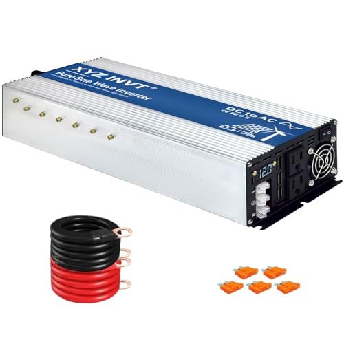 Image of XYZ INVT 2500W Pure Sine Wave Inverter DC 12V to AC 110V 120V Power Inverter with Dual AC Outlets & Hardwire Terminal & LED Display for Solar,Home Backup Power,Outdoor Over 90% Efficiency