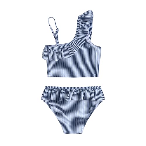 Image of LIZENS Girls Two Piece Swimwear Ruffle Trim 2-12Years Flounce Striped Beach Bathing Suit