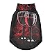 Two Glasses of Red Wine with Red Rose on Dark Pet Winter Vest Coat with Hanging Holes, Windproof Fleece Extra Warm Dog Cat Jacket Sweater Clothes Apparel for Cold Weather S