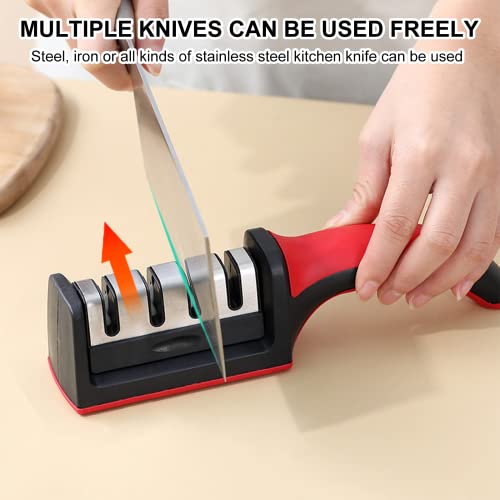 Nilehome 4-In-1Knife Sharpener, 3-Stage Knife Sharpeners For Kitchen Knives Pocket/Tumbler Knife Sharpener Heavy Duty Diamond Blade Really Works For Ceramic, Steel Knives And Scissor Sharpener… #TOP3