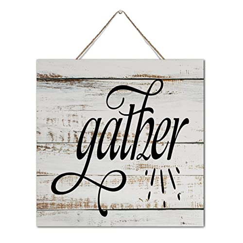 Letrero de madera Gather arte de pared rústico y lema decorativo de granja 3
