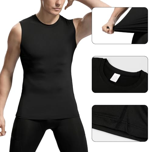 Mens Athletic Compression Shirts Dry Fit Sleeveless Under Shirt Running Workout Muscle Base Layer Tank Tops for Gym2
