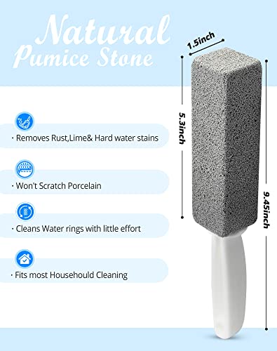 MARYTON Pumice Stone with Handle for Cleaning Toilet Bowl Ring and Hard Water Stains Pack of 2 (Gray) - Image 3