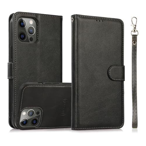 Housse iPhone 15 Pro Max noire portefeuille pour le quotidien