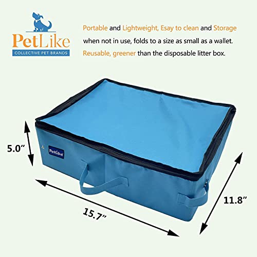 PetLike Caixa de areia para gatos de viagem, caixa de areia portátil à prova de vazamento, suporte d