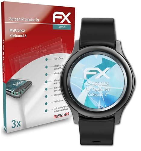 atFoliX Screen Protector compatible with MyKronoz ZeRound 3 Protector Film, ultra clear and flexible FX Screen Protection Film (3X)