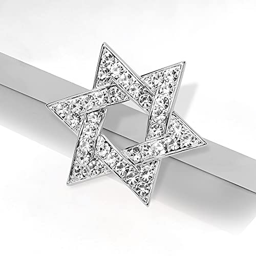 Image of Sparkle Crystal Star of David Brooch Pin Rhinestone Star Bouquet Brooch Pin Lapel Pins Spiritual Brooch Badge
