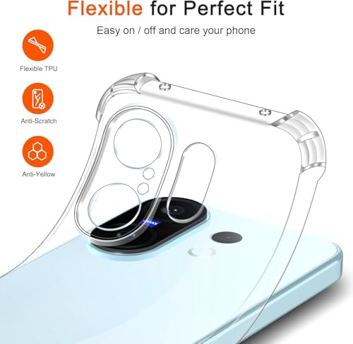 Image of Lustree Compatible with vivo X200 FE 5G Back Cover| Clear + TPU Case with 4 Corner Air Cushion Protection & Camera Protection | Slim& Stylus Cover for vivo X200 FE 5G