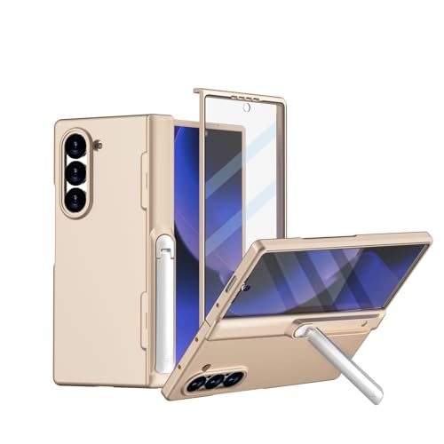 Coque Galaxy Z Fold 6 antichoc pour éviter les rayures avec support rigide or rose