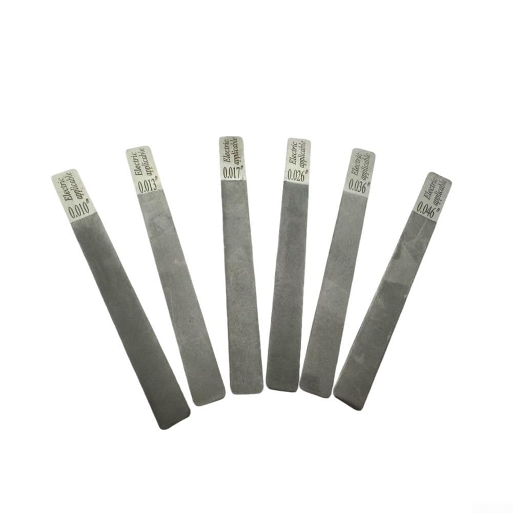 Lot de 6 limes à écrou de guitare en acier inoxydable pour réparation luthier, couronnes de frettes et limage à fente d'écrou avec poignée ergonomique (électrique 10-46)