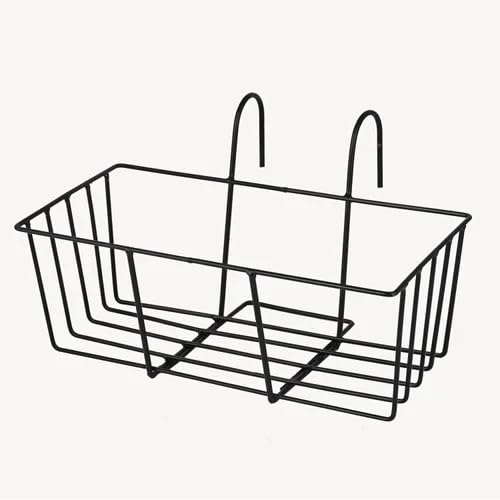 AMAZBIRD Hanging Balcony Plant Stand Square Flower Pot Rack Iron Planter Holder for Indoor Outdoor Garden Patio Railing Plants (Pack 1)