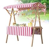 Leichter faltbarer Lebensmittelwagen – mobiler Händlerwagen mit Baldachin, perfekt für Eis- und Snackgeschäfte, ideal für Bauernmärkte und Messen, Maße: 150 x 60 x 200 cm