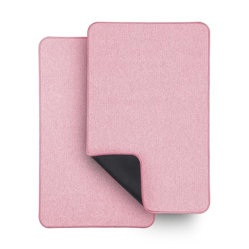 Bath Mat,Ultra Thin Bathroom Rugs,Rubber Bath Mats for Bathroom,No Slip Bath Rugs,Quick Dry,Machine Washable,Low Pile,Absorbent,Shower Outside,Sink,Home Decor Accessories.Pink,1'5"x2'3"(2 Pack)
