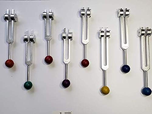 Om Industries Tunning Fork Set Pack Of 8, Tuning Forks with Removable Ball Reflex for Chakra | Healing | Medical | Sound Therapy | DNA Repair, Gift for Buddhists | Yoga Teacher