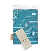 Captain&Mermaid® Premium XXL strandlaken 100% katoen | badhanddoek | picknickdeken | 220x160 | Peshtemmal | licht & extra groot (Deep Sea
