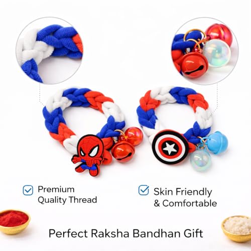 Image of CraftVatika Rakhi Set for Kids Brother, Rakhi Set of 2 for Brother Boys Baby Kids, Designer rakhis for Rakshabandhan Children Raki Set with Greeting Card, Tilak Set, for Premium RakshaSutra for Child