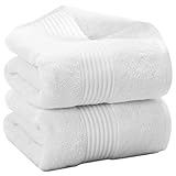 Morninglord 2 Pack 100% Cotton Bath Towels, 27 X 54 Inches Bath Towel, High Absorbent Bath Towels Set, Soft Bath Towel Set for Daily Use, White