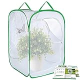 Malla bien ventilada: cinco paneles de malla para un buen flujo de aire. La valla de malla fina es suave y transpirable, y la malla más apretada puede mantener a otros insectos fuera y dentro, por lo que las orugas estarán seguras y cómodas en este hábitat de mariposas. Verás la metamorfosa de las orugas en hermosas mariposas