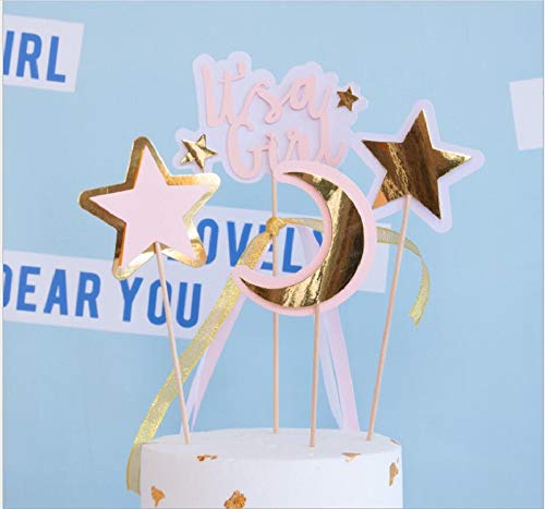 Laventy 5 Pcs Cute Baby Girl Cake Decoration Baby Shower Cake Decoration Its A Girl Cake Topper #TOP6