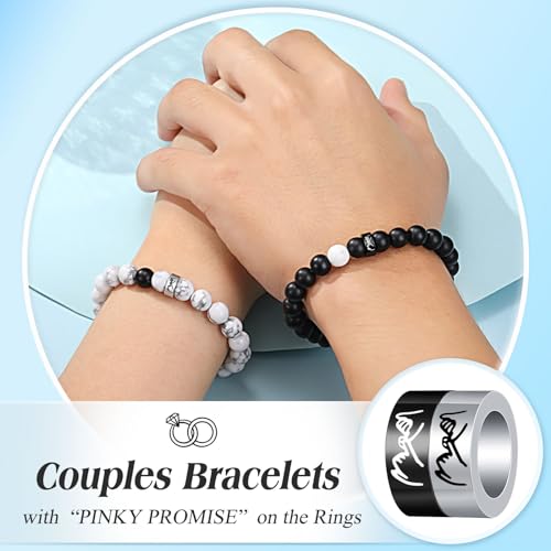 UNGENT THEM Pinky Promise Matching Couples Bracelets Gifts Ideas His Hers Distance Relationship Love Christmas Cute Valentines DayGifts for Him Her Boyfriend Girlfriend Women Men Bf Gf
