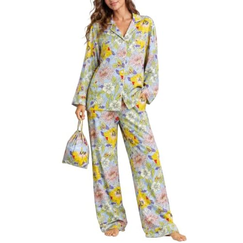 SAPJON Silk Satin 2 Piece Pajamas for Women Set, Cute Long Sleeve Pjs