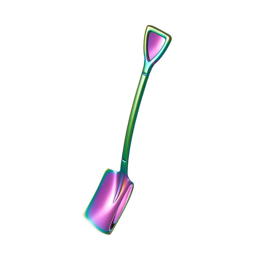 Junejour Coffee Spoons, Stainless Steel Tea Spoons, Stirring Spoons Dessert Spoons Soup Spoons, Teaspoons Set for Home Kitchen Restaurant Dishwasher Safe(Rainbow，1-Flat Head)