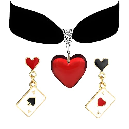 Juego de collar y aretes personalizados de corazón rojo con colgante