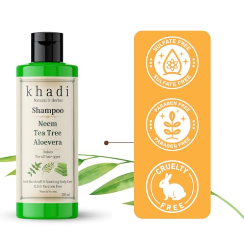 Image of Khadi Neem Tea Tree Aloe Vera Anti Dandruff Shampoo | Scalp Purification & Soothing Scalp Care | Khadi Natural Shampoo for Women & Men | Sulfate, SLS & Paraben Free 210 ml