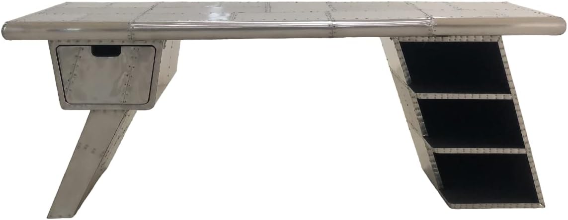 ARTIZANSTORE Escritorio ejecutivo de aviador grande – Estantería de cajón – Ala de avión 78″