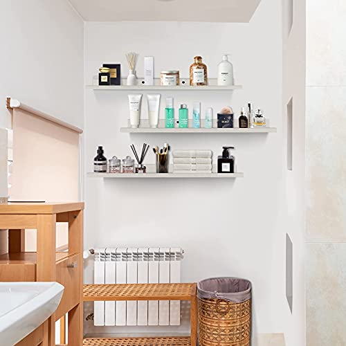 Calenzana Wall Mounted Floating Shelves, 3 Pack 47 Inch And 3 Pack 36 Inch Photo Picture Ledge Shelf For Living Room Bathroom Bedroom Kitchen Office, Creamy White #TOP3