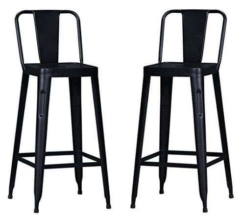 Rajtai Shree Set of 2 Metal Kitchen Restaurant/Bar/Cafe/Garden Chair (Glossy Black)