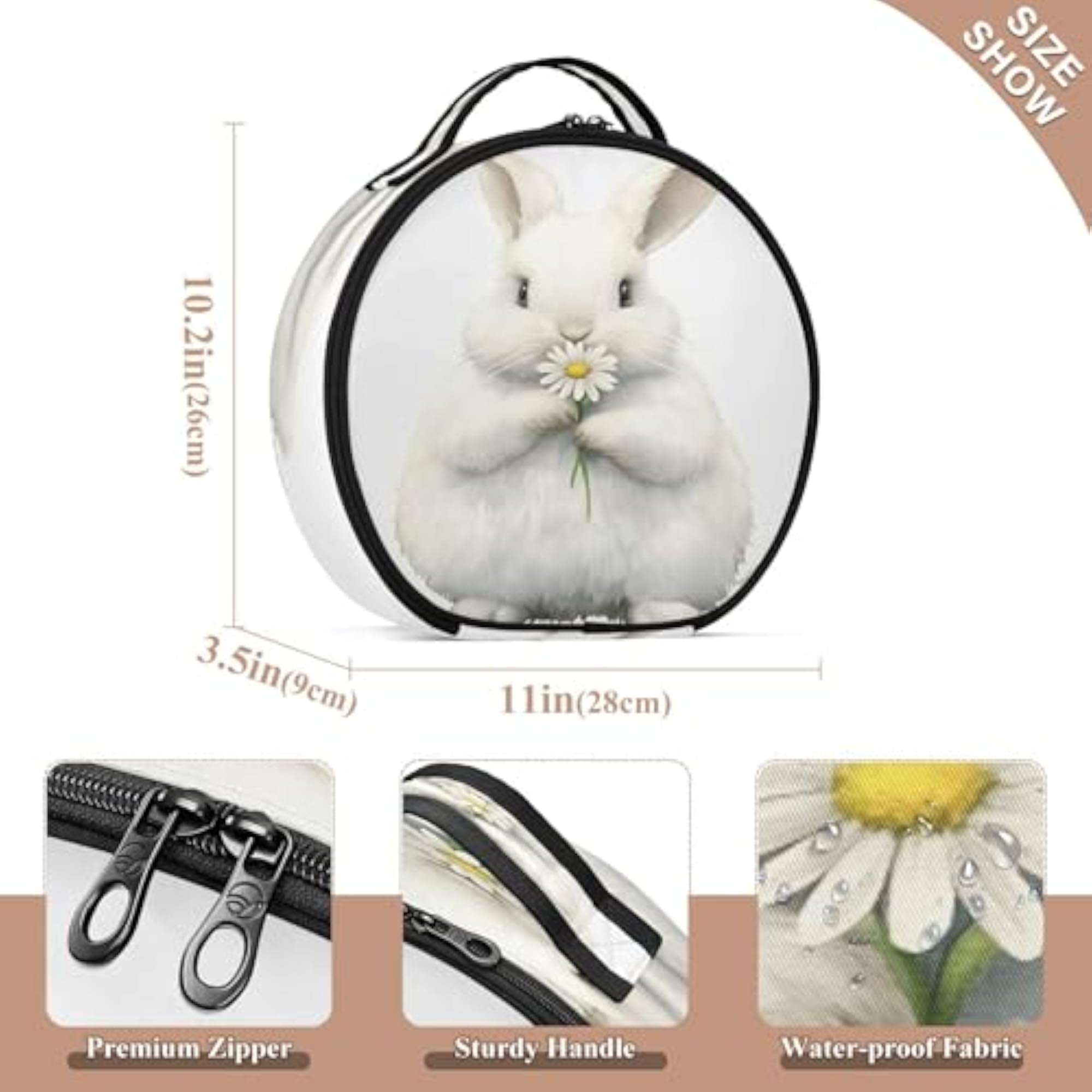 Bunny with Daisy Travel Makeup Case, Portable Organizer