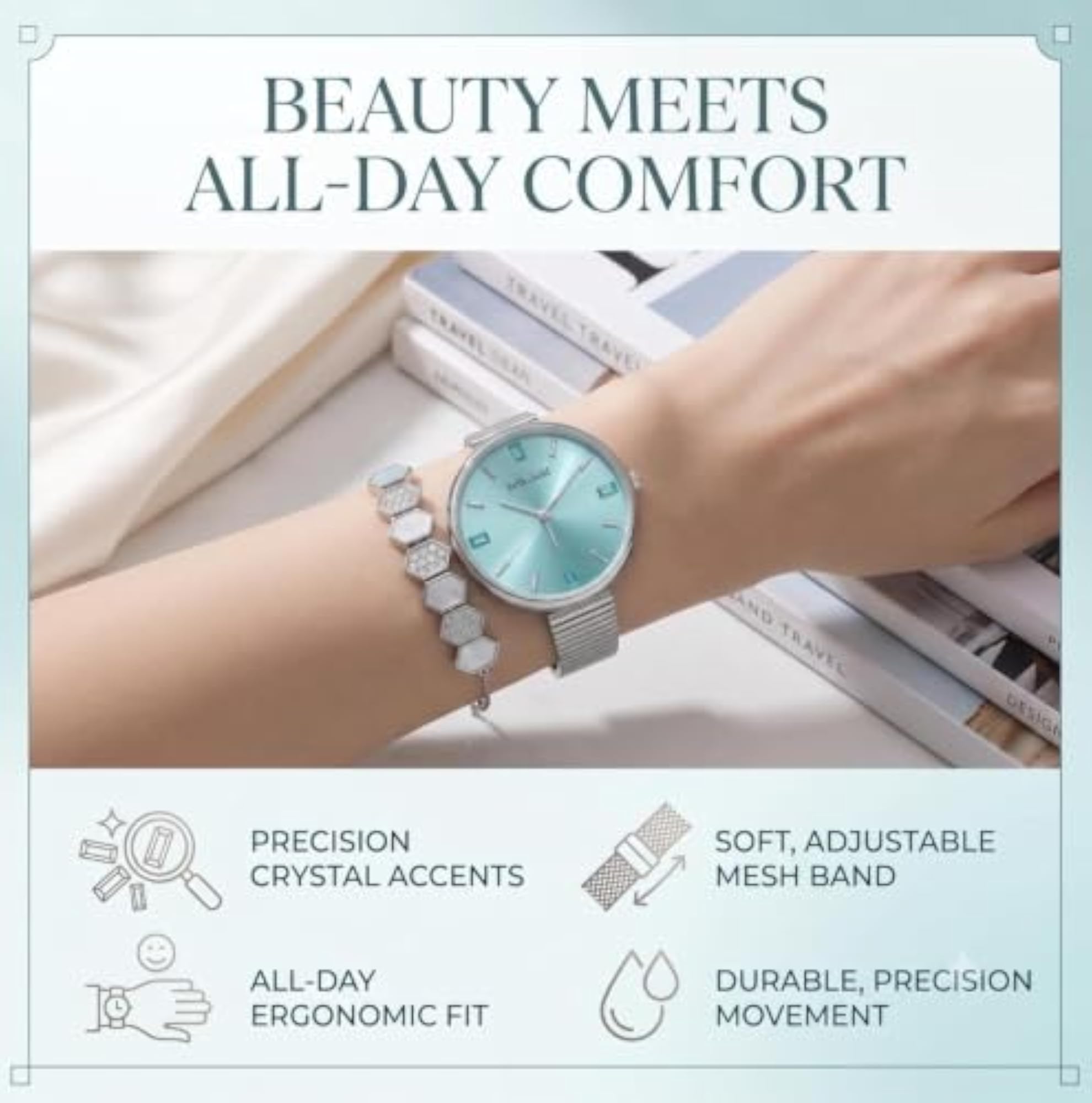 Women's Rainbow Luxury Analog Watch & Bracelet Set