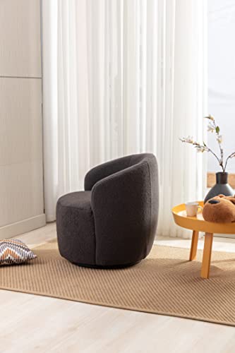 Sillón redondo tapizado teddy moderno gris oscuro miniatura 5