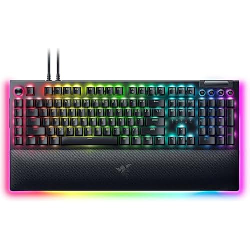 Razer BlackWidow V4 Pro Wired Mechanical Gaming Keyboard: Green Switches Tactile & Clicky - Doubleshot ABS Keycaps - Command Dial - Chroma RGB - Magnetic Wrist Rest - Snap Tap (Renewed)