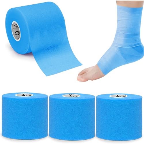 Image of OK TAPE Pre Wrap Tape (4-Rolls, 120 Yards) - Athletic Foam Underwrap for Sports, Protect for Ankles Wrists Hands and Knees, 2.75 Inches - Blue