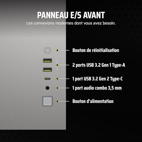 CORSAIR 2500X Boîtier Petit Tour mATX à Double Chambre – Verre Trempé Panoramique - Connexion Inversée Compatible avec la Carte Mère – Pas de Ventilateurs Inclus – Blanc/Gris Satiné Aluminium
