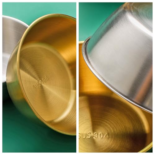 Set de 4 tazones para mezclar de acero inoxidable dorado miniatura 3