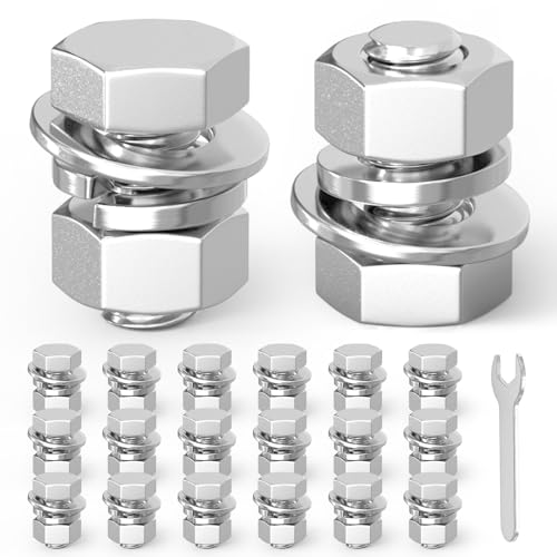 Image of 20PCS 3 /8-16 x 3 /4 inch 304 Stainless Steel Fully Threaded Bolt with Nut Flat & Lock Washers and Spanner
