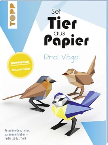 Tier aus Papier (Bastel-Set) - drei Vögel: Ausschneiden, falten, zusammenkleben - fertig ist das Tier!