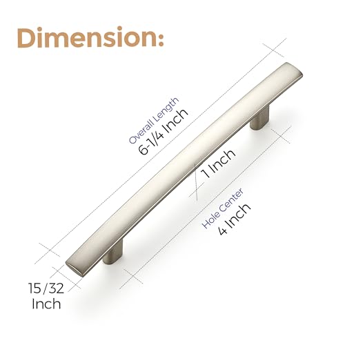 Image of Ravinte 5 Pack Cabinet Handles Brushed Nickel Cabinet Pulls Kitchen Cabinet Handles,Curved Drawer Pulls in 6-1 /4 Inch Length with 4 Inch Hole Center Arch Kitchen Cabinet Hardware