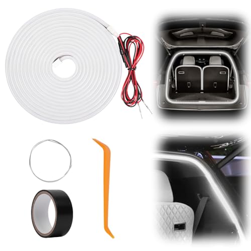 vsshe Auto Kofferraum Lichtstreifen, Car Trunk Light Strip, Kofferraumbeleuchtung Led, Automatischer Sensor Tail Box Led Strip Lights für Auto Kofferraum Innenbeleuchtung Dekoration (Weißes, 4M)
