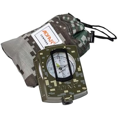 AOFAR Military Compass,AF-4580 Lensatic Sighting, Waterproof and Shakeproof with Map Measurer Distance Calculator, Pouch for Camping, Hiking