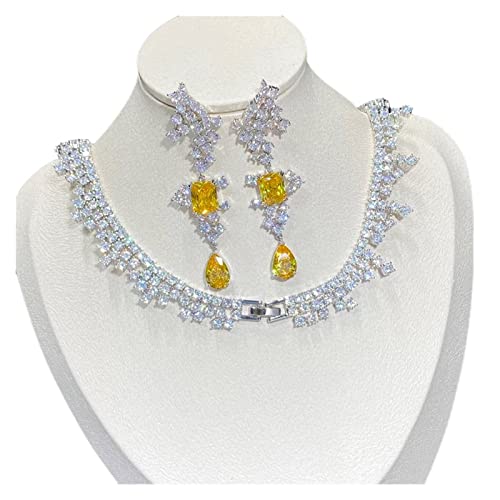 Joyería para mujer con cristales facetados y collar de circonita cúbica nupcial