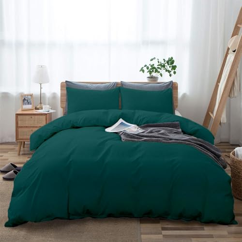 Saferay Green Duvet Cover Set | Super King Size 98x108 | 800 Thread Count | 3 Piece Bedding Set | 100% Pure Cotton | Comforter Cover | Two Pillow Shams | Zipper Closure | Corner Ties, (Teal)