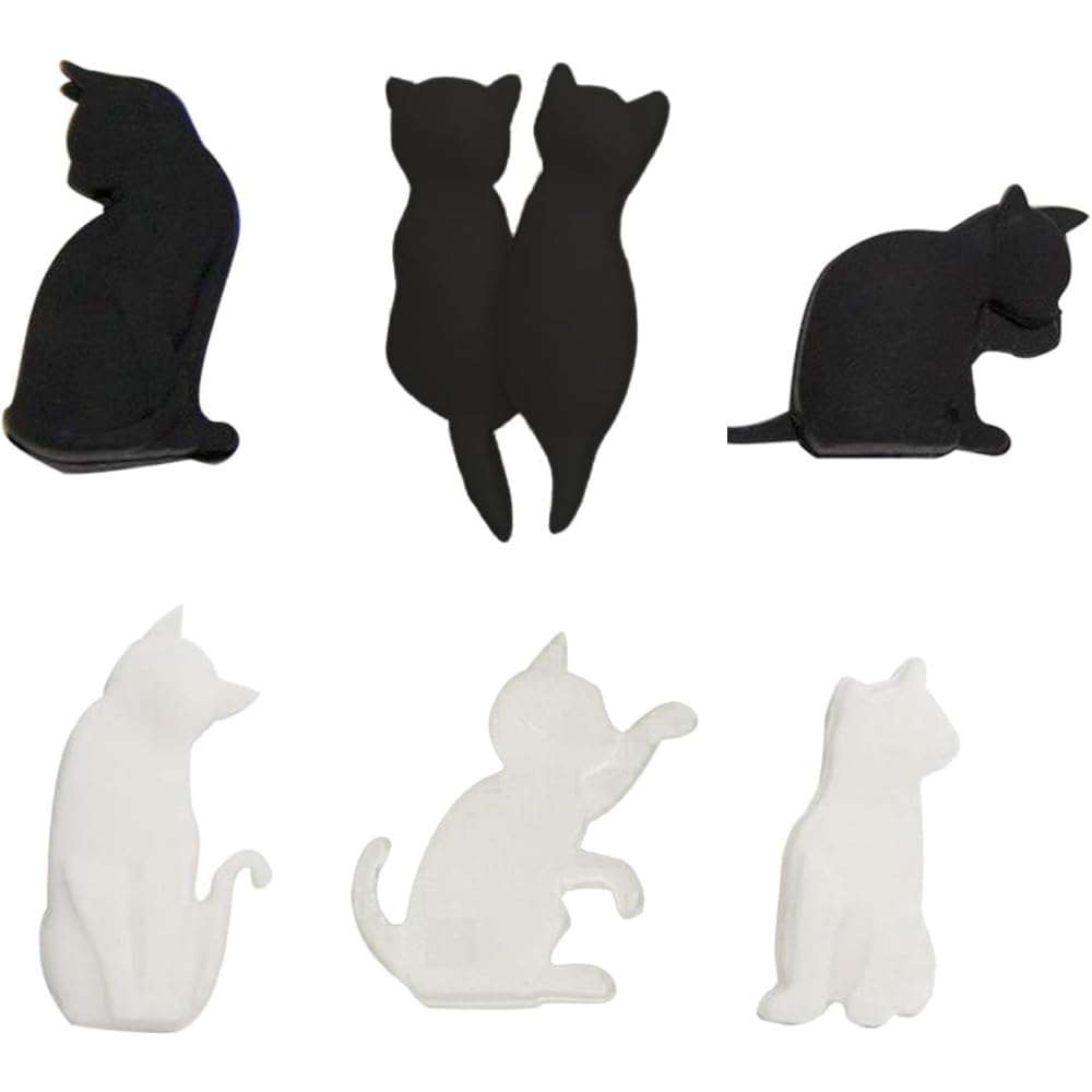 TypoGrove 6Pcs Heat-Resistant Silicone Tea Bag Clips Set Cartoon Cat-Shaped Reusable Holders Tea Bag Holder for Bags Drink Markers Tea Accessories