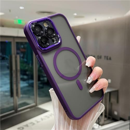 Coque iPhone 16 magnétique transparente violette idéale pour vos recharges sans fil en voyage