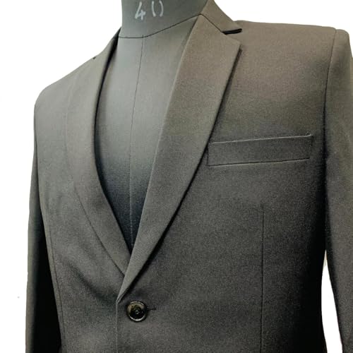 Image of Men's Formal Blazer, Black and Blue, Matty Fabric, Single Breasted, Smart Casual Style