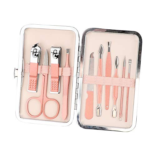 10 in 1 Rose Gold Manicure Set Stainless Steel Nail Clippers,Pedicure Set with Portable Travel PU Leather Case, Grooming Kits, Nail Cutter Tool Set (10 in 1)