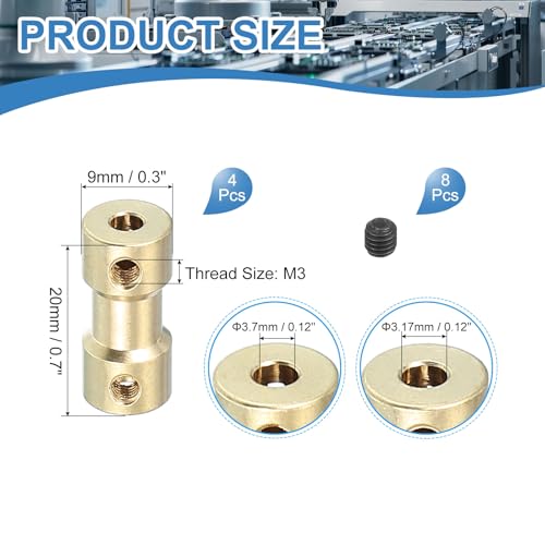 PATIKIL Wellenkupplung 3.17mm Zu 3.17mm 4 Stück Messing Motor Wellenkupplung Verlängerungsverbinder Starre Hülsen Adapter Übertragungskupplung Mit M3 Schrauben Für RC Auto Flugzeug